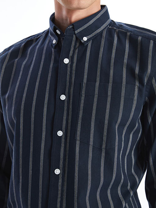 Regular Fit Uzun Kollu ?izgili Erkek G?mlek