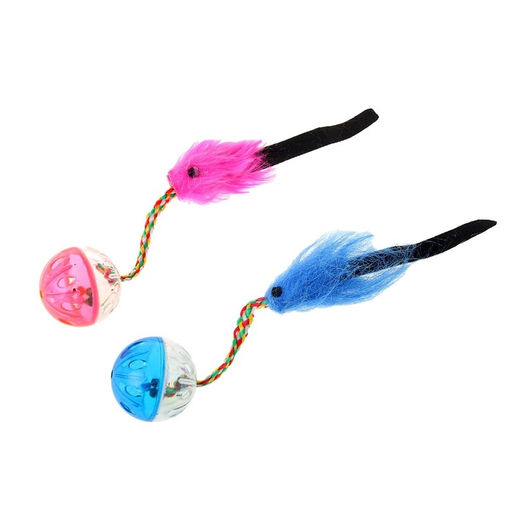 Шар-погремушка с хвостиком, микс цветов - Пижон фото 5