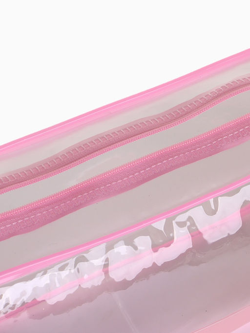 Косметичка на молнии для бассейна, с ручкой, прозрачный/розовый