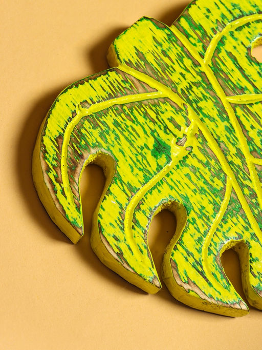 Панно «Лист», 12×13×1 см, дерево, зелёное