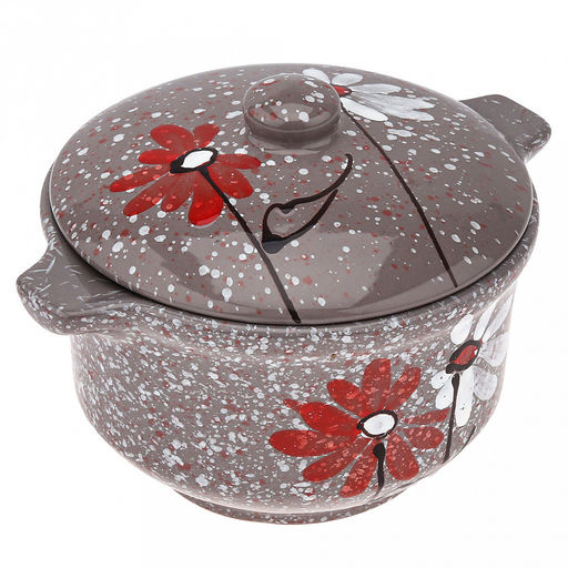 Бульонница керамическая "Буль-буль" 0,5л, д13см, h11,5см, "Дуэт", с крышкой (Россия)