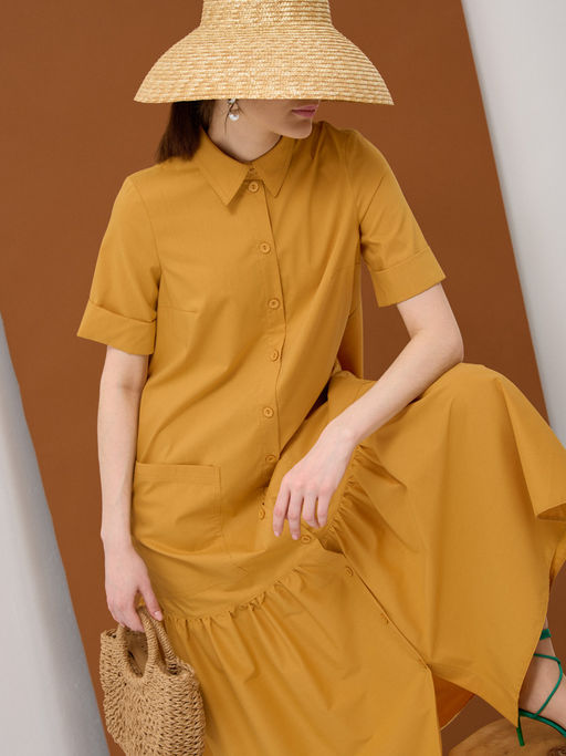 Платье хлопок OD-791-4 горчица OD-791-4