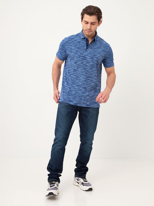 Джемпер мужской с воротником поло короткий рукав GREG G144-KM1246-OR1046 (синий)  фото 2