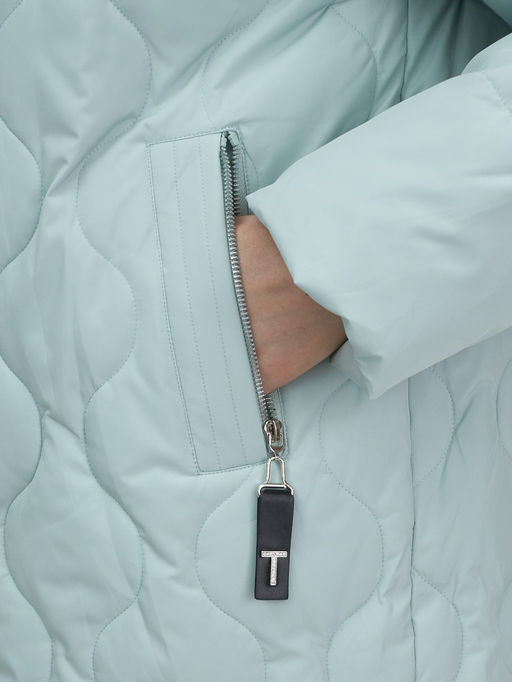 Куртка женская демисезонная с капюшоном бирюзового цвета 1140Br