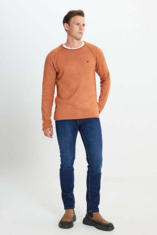 Standart Fit Normal Kesim Bisiklet Yaka Tar__n Kazak ET4924100012TRC