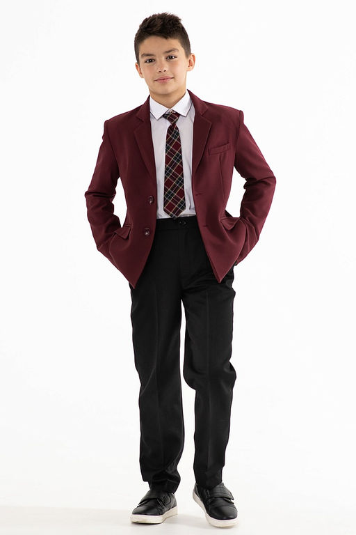 Бордовый школьный пиджак для мальчика Инфанта, модель 0509/1