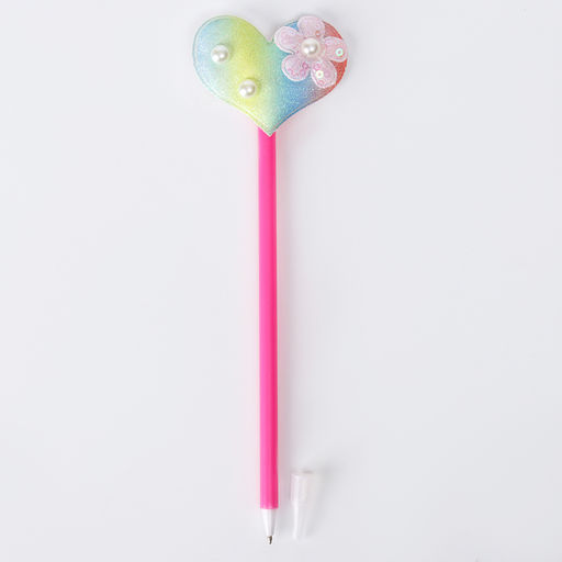 Цена за 12 шт. Ручка Радужное сердце, синие чернила, МИКС - Simaland фото 2