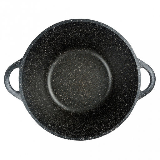 Кастрюля с антипригарным покрытием 2л, д22см "Гранит", h11см, s0,4см, литые ручки, стеклянная крышка с пароотводом, форма "Классик волна", подарочная упаковка (Россия)