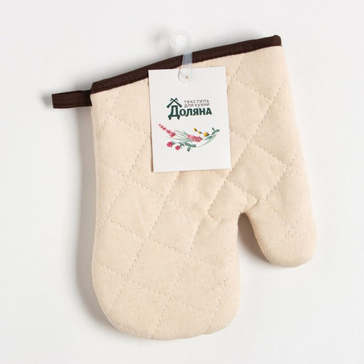 Варежка Доляна цвет бежевый 21х16 см, 100% хлопок  фото 4