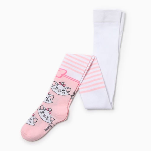 Колготки детские «Мари», Коты аристократы, рост 92-98 см, белые, розовые