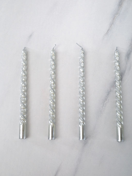 Свеча стержень 4 штуки 20 см витая / SW-702 /уп 144/ серебрянная - ГалеонТрейд фото 7