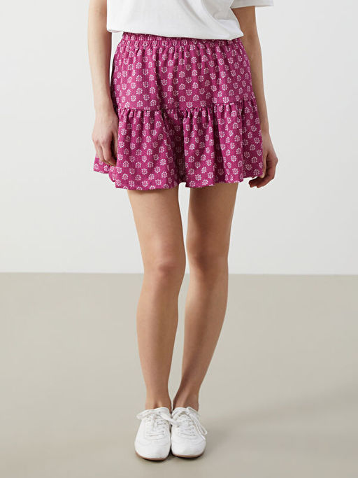 Beli Lastikli Desenli Kad?n ?ortlu Etek