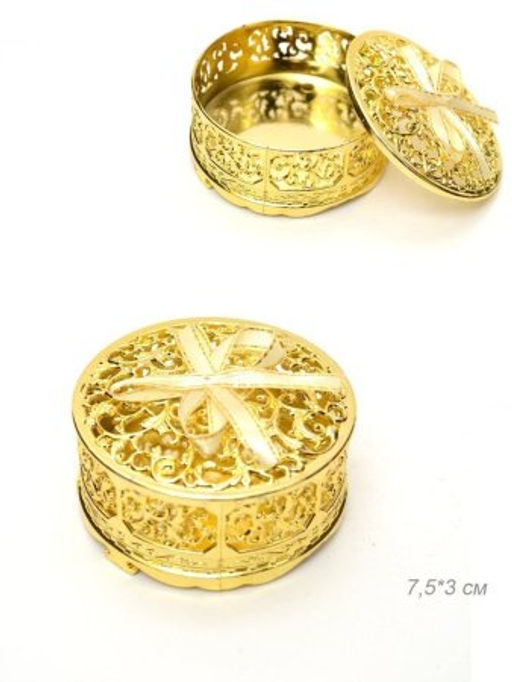 Цена за 12 шт. Шкатулка круглая 7 см / 537-10 /уп 12/600/микс - Галеонтрейд фото 3