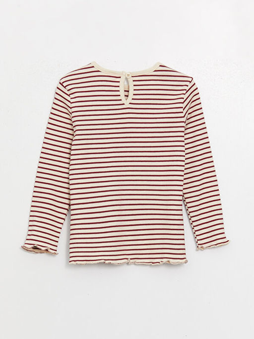 Bisiklet Yaka Uzun Kollu ?izgili K?z Bebek Ti??rt - Waikiki фото 2