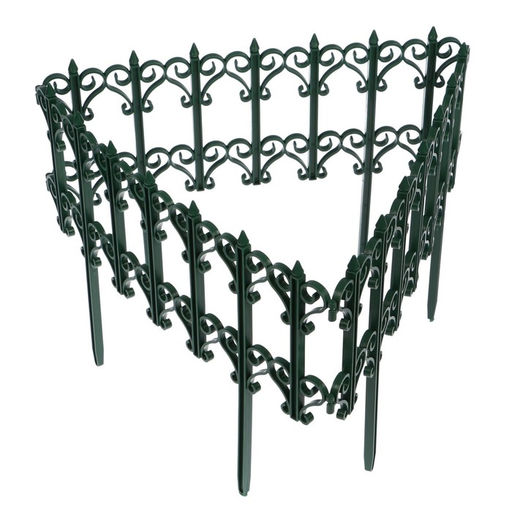 Ограждение декоративное, 25×180 см, 5 секций, пластик, зелёное, «Классика»