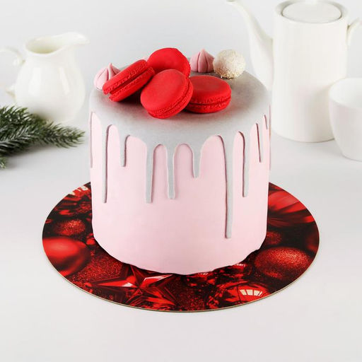 Цена за 5 шт. Подложка новогодняя под торт усиленная «С Новым годом», 30 см, 2 мм