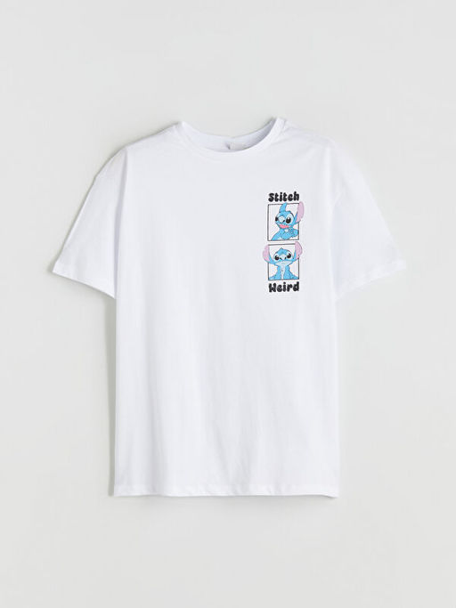 Bisiklet Yaka Stitch Bask?l? K?z ?ocuk Ti??rt
