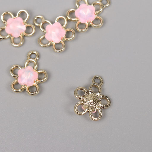 Цена за 5 шт. Декор для творчества металл «Цветок», золото, розовый, 1.8×1.5×0.5 см