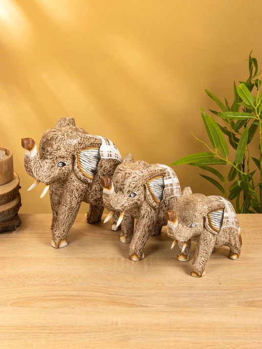 Набор сувенирный «Слоны», 25 см, 20 см, 15 см, дерево, коричневый
