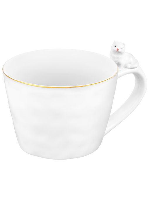 Кружка 300 мл 14*10*7,5 см Кошка белый с золотом, фарфор - Elan gallery фото 6