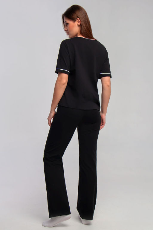 Арт. 10701 Домашняя пижама с брюками 42-50 (5 шт) Цвет:черный