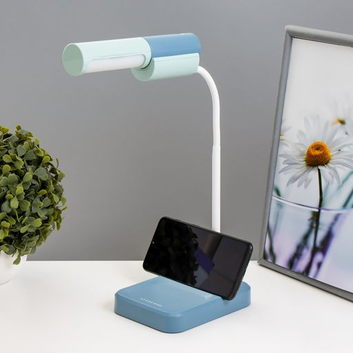 Настольная лампа «Лансер» LED 3.5 Вт USB АКБ сине-лазурный 11×15×45 см RISALUX