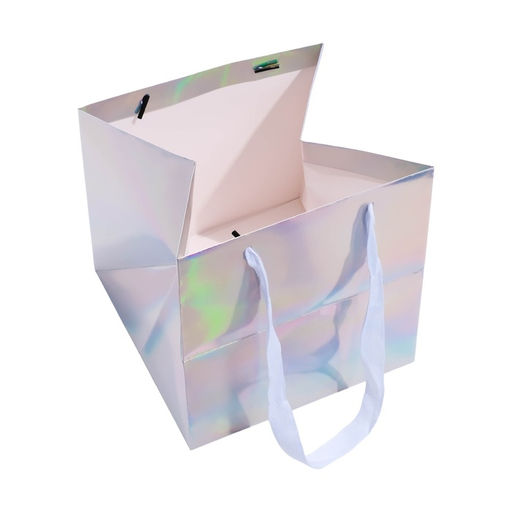 Пакет для торта и коробок, с квадратным дном, голографический, 20×20×20 см