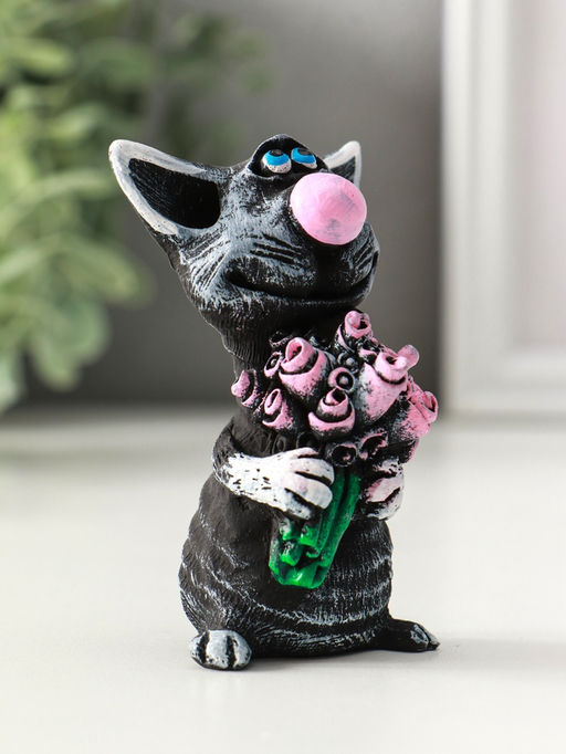Фигура "Кот с цветами" 8 см