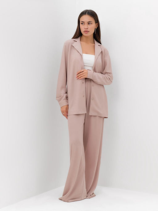 Костюм женский: рубашка, брюки, топ, KAFTAN Base, размер 46, пудровый