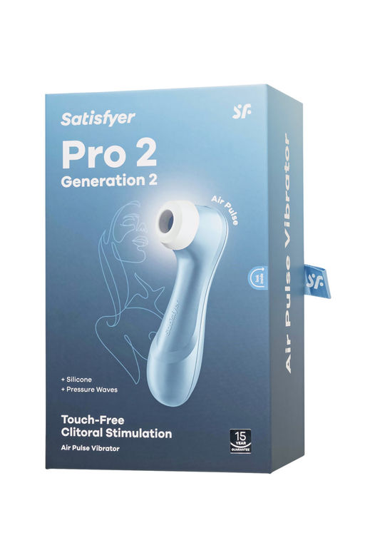 Вакуум-волновой бесконтактный стимулятор клитора Satisfyer PRO 2, силикон, голубой, 15 см.