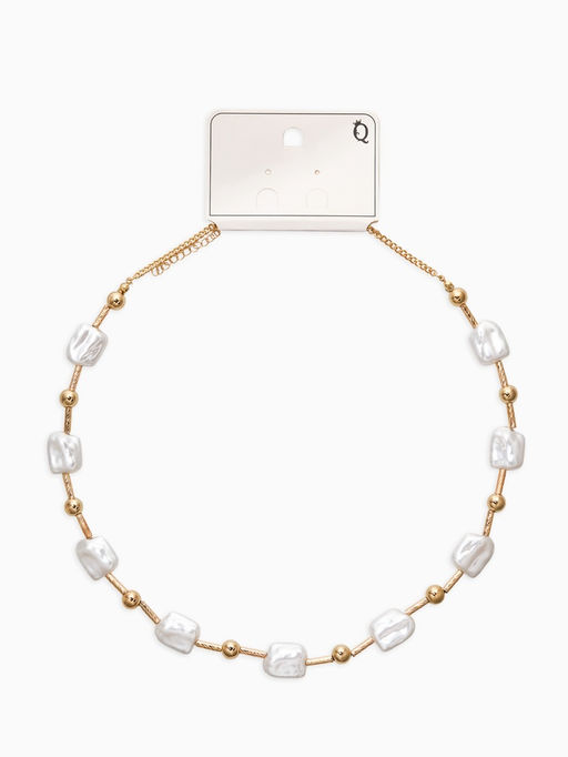 Бусы "Жемчуг" майорика прямоугольник, цвет белый в золоте