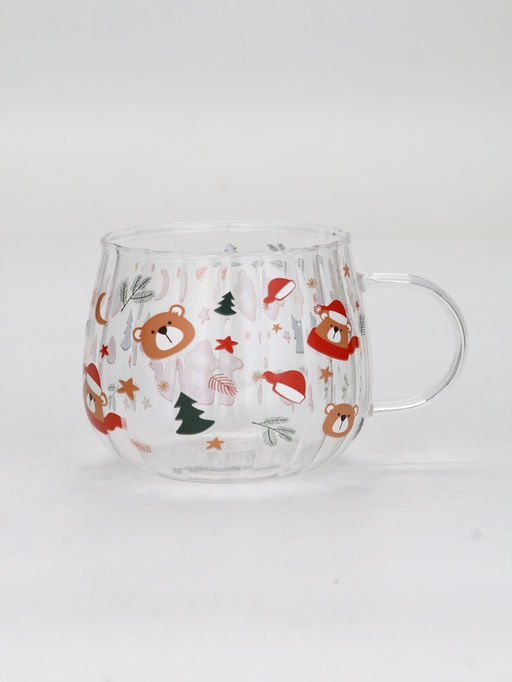 Кружка новогодняя стеклянная «Мишки», 350 мл