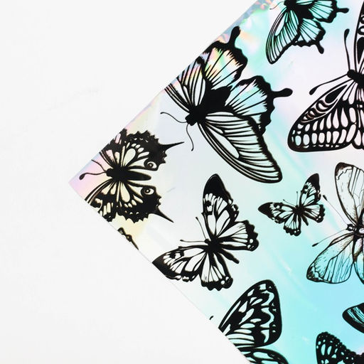 Цена за 20 шт. Плёнка упаковочная с голографией Бабочки, 100?70 см