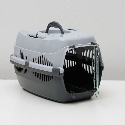 Переноска для животных до 9 кг Пижон, металлическая дверь, 43 х 29 х 27,5 см, серая  фото 4