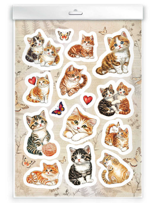 Набор наклеек. Серия "Любимые стикеры" арт. 72040 ПУШИСТЫЕ КОТЯТА /148х210 мм,