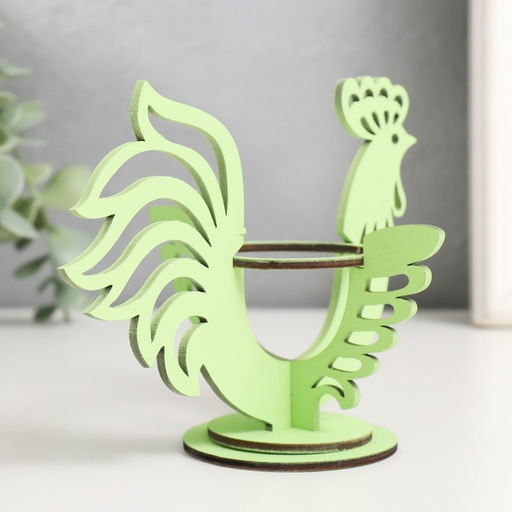 Подставка для яйца «Петушок пасхальный», 14.5×10.3×10 см, набор 5 деталей, салатовый