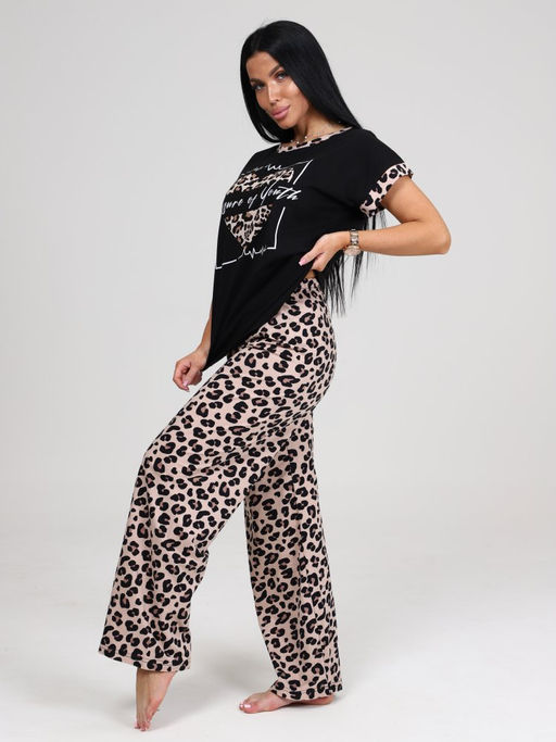 863 ДОМАШНИЙ КОСТЮМ (брюки) (Бежевый леопард) - А-дина фото 4