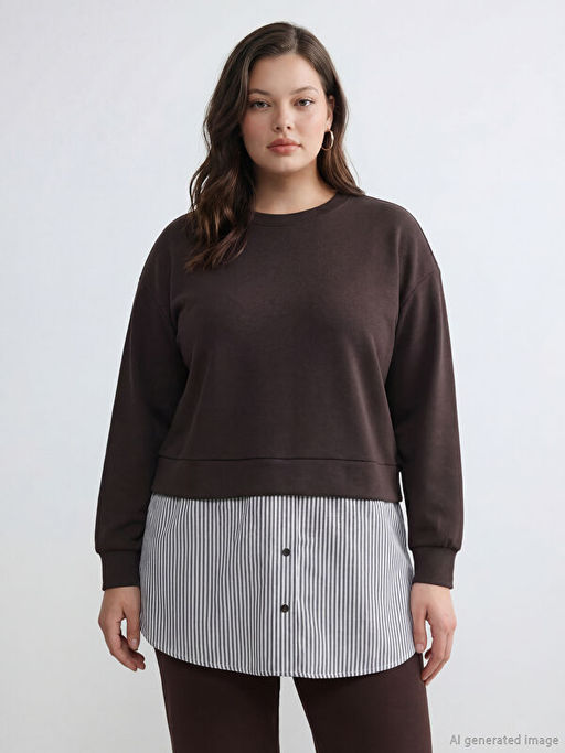 G?mlek Detayl? Kad?n Sweatshirt Tunik