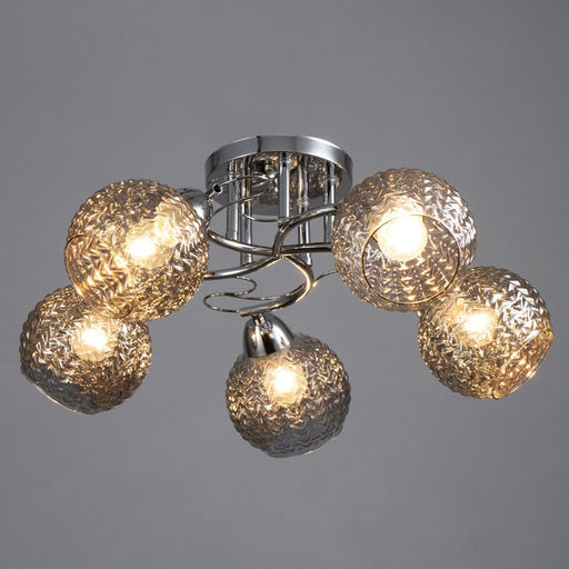 Светильник потолочный BayerLux «Эрион», люстра 5хЕ27, 40 Вт, хром, 56×56×22 см