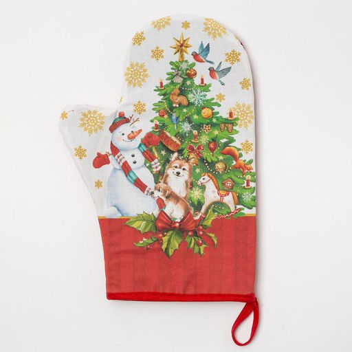 Варежка-прихватка Новогодние игрушки 20х28см,саржа, 100% х/л, ватин 250г/м2 - Этель фото 2