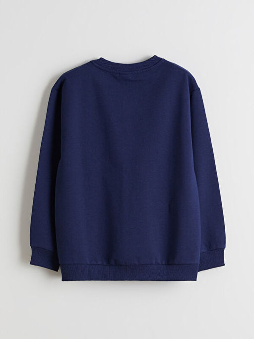 Bisiklet Yaka Bask?l? Erkek ?ocuk Sweatshirt