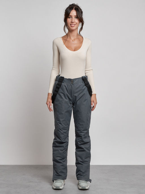 Полукомбинезон утепленный женский зимний горнолыжный серого цвета 7607Sr - Colannia фото 13