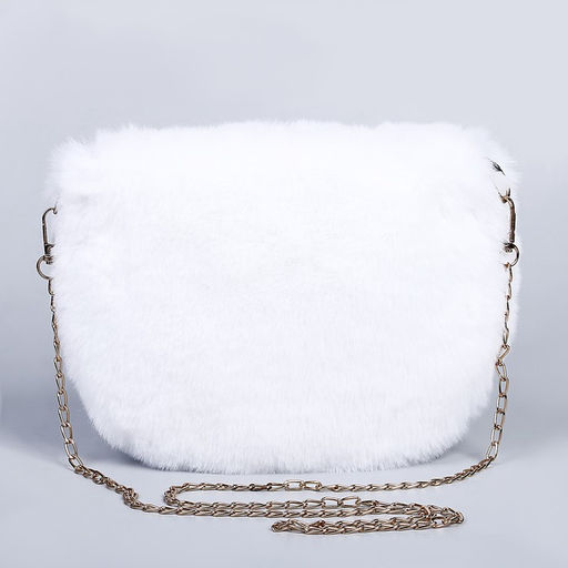 Сумка плюшевая, 24×19×3 см, белая