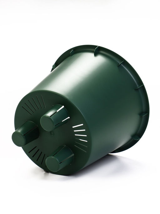 Кашпо для цветов «Микрит», 1 л, d=15 см, h=14 см, со вставкой, пластиковое, зелёное