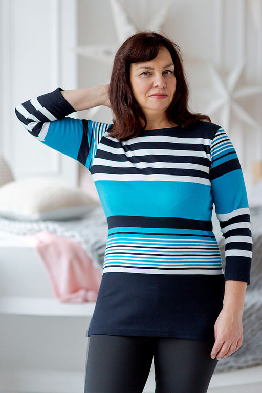 Туника женская из интерлока Тереза-2 бирюза, черный - Амадэль фото 5