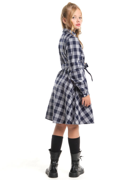 Нарядное платье праздничное модная детская одежда UD 7774 серо-син клетка - Mini maxi фото 3
