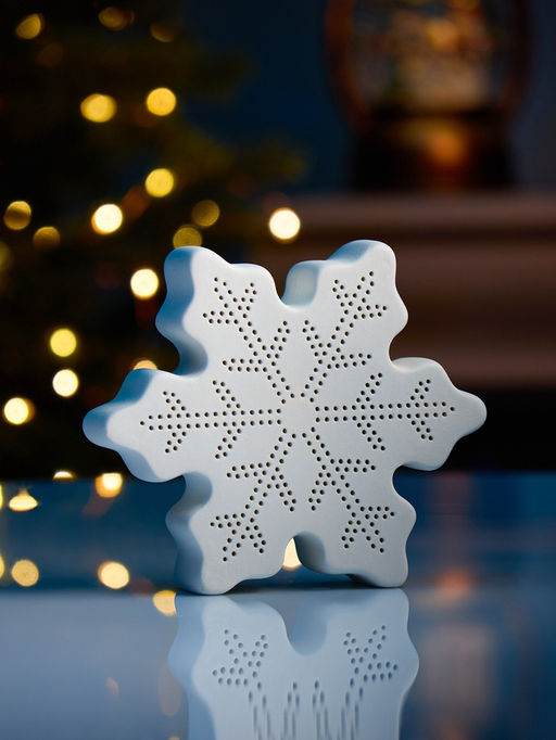 Светодиодная фигура «Снежинка» 13.2×11.6×4 см, 1 LED, керамика, от батареек LR44×3, свечение тёплое белое