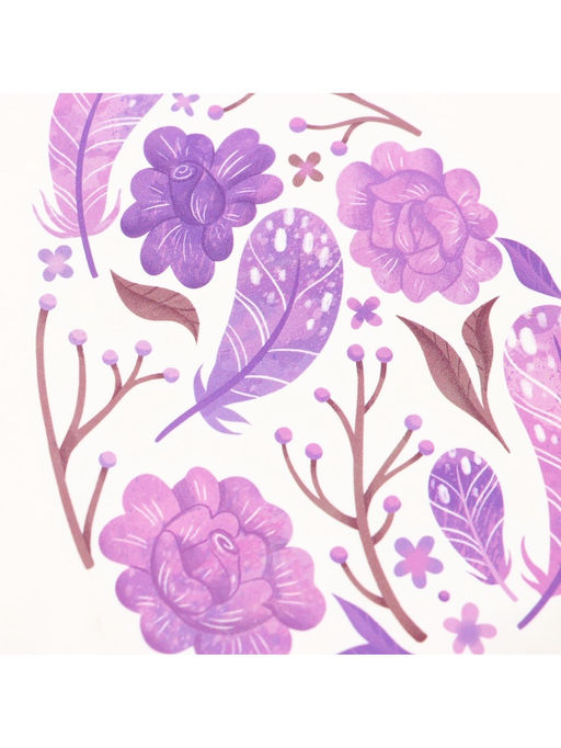 Переводная тату цветная Яйцо с фиолетовыми узорами, временная татуировка, 10?10 см - Арт узор фото 5