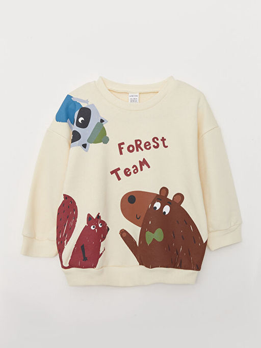 Bisiklet Yaka Uzun Kollu Bask?l? Erkek Bebek Sweatshirt 2li - Waikiki фото 2