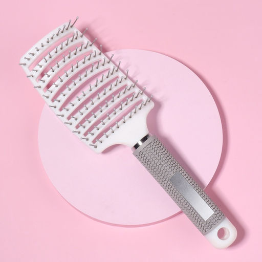 Расчёска массажная, с магнитом, прорезиненная ручка, 7.5×25.5 (±1) см, серая